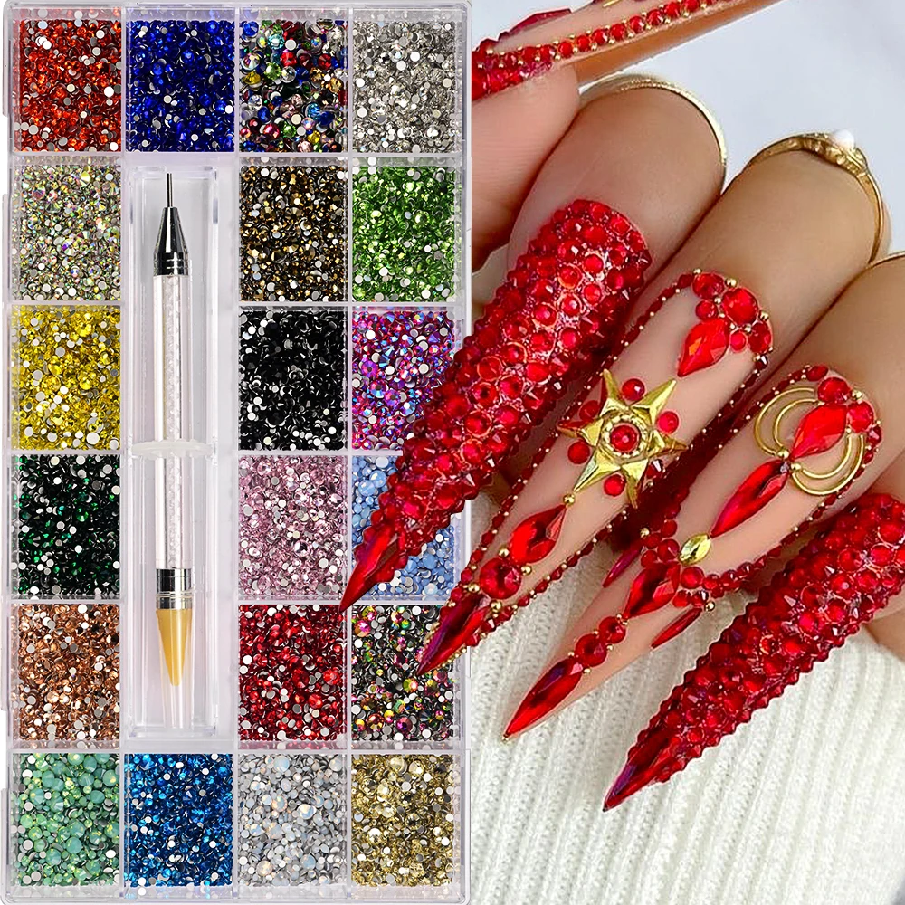 20Colors/Box Mixed Color Glass Rhinestones Set SS6-SS20 Flat Back Crystal Gem For Nail Art, Makeup, Jewelry & Crafts with Picker
20Colors/Box Mixed Color Glass Rhinestones Set SS6-SS20 Flat Back Crystal Gem For Nail Art, Makeup, Jewelry & Crafts with Picker