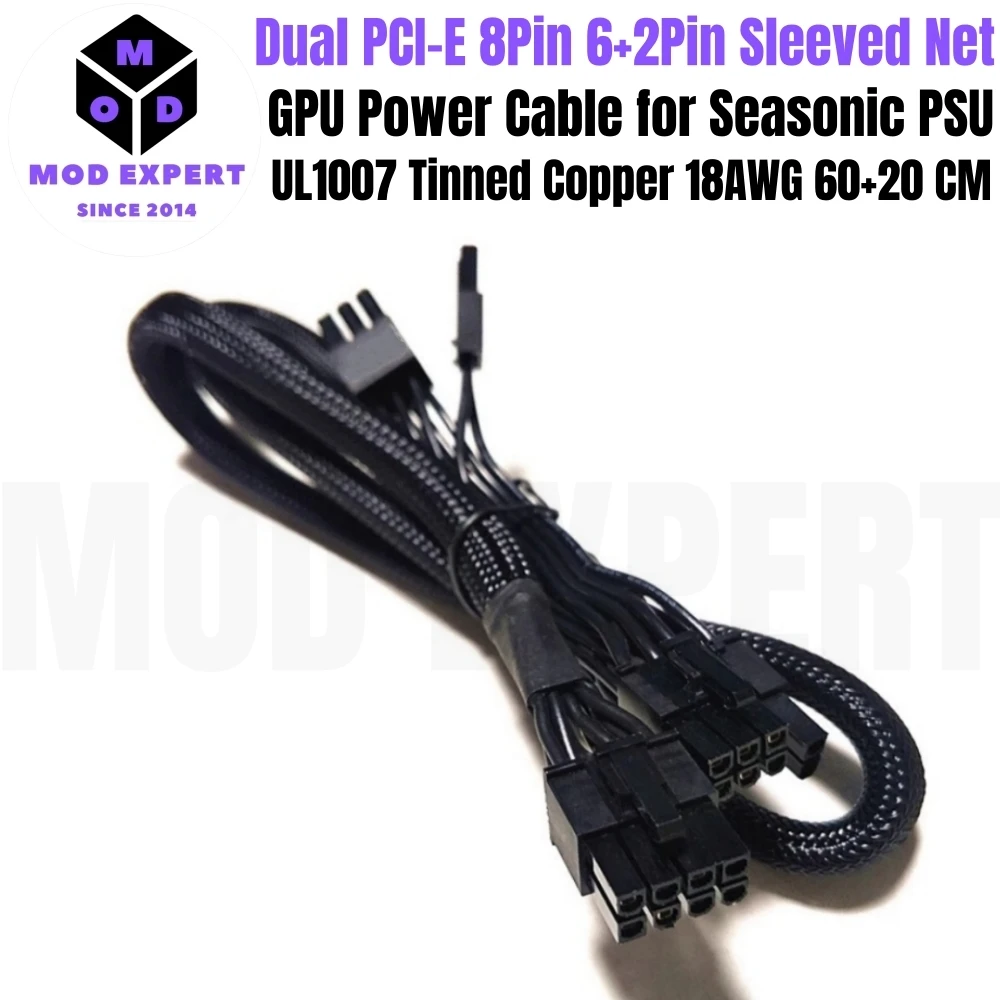 PCIe Dual 8Pin GPU Power Cable for Seasonic PRIME Ultra Titanium TX-1600, TX-1300, TX-1000, TX-850, TX-750, TX-650 Modular Power 
PCIe Dual 8Pin GPU Power Cable for Seasonic PRIME Ultra Titanium TX-1600, TX-1300, TX-1000, TX-850, TX-750, TX-650 Modular Power