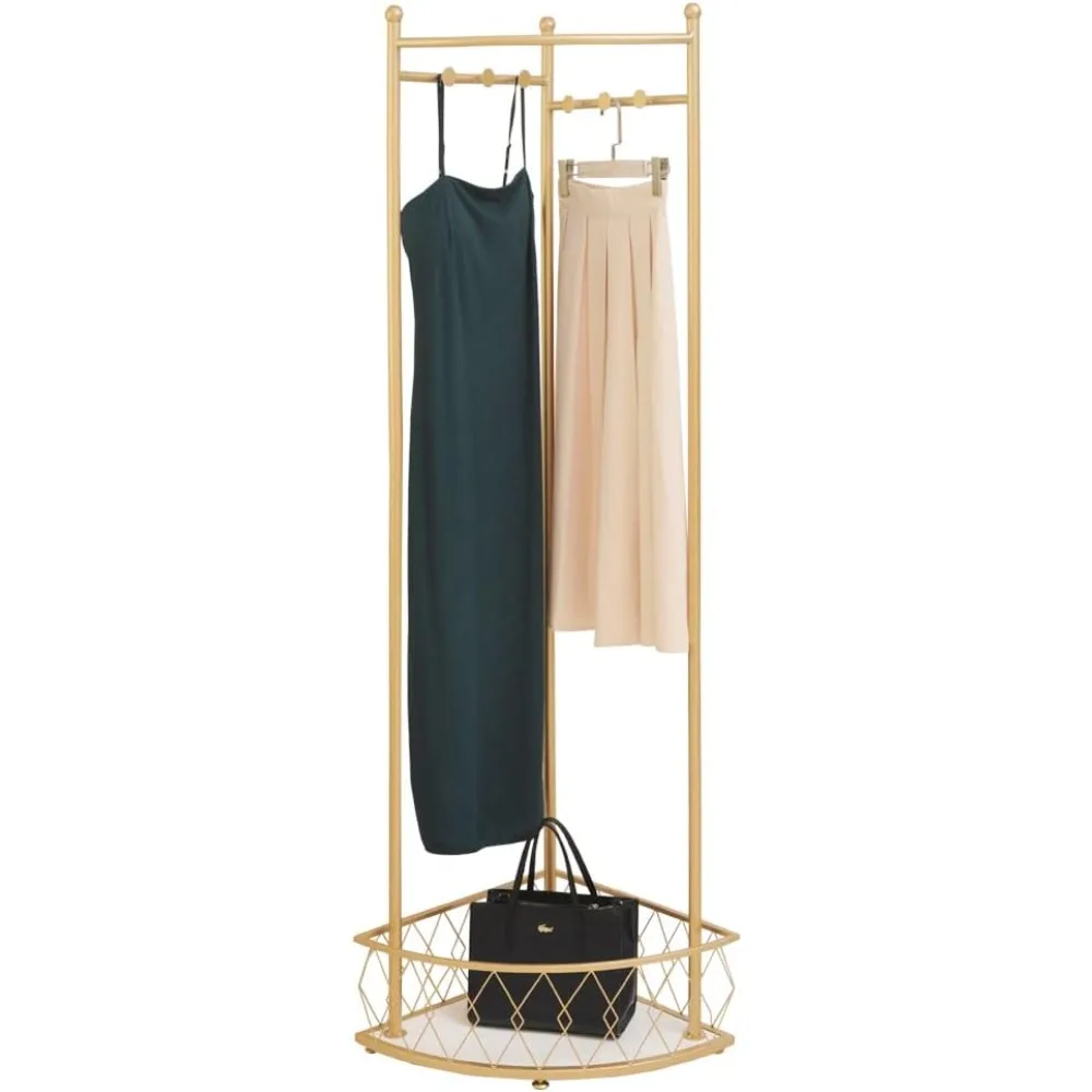 Corner Clothing Rack Gold Clothes Rack with Storage Basket Metal Corner Stand Modern
Corner Clothing Rack Gold Clothes Rack with Storage Basket Metal Corner Stand Modern