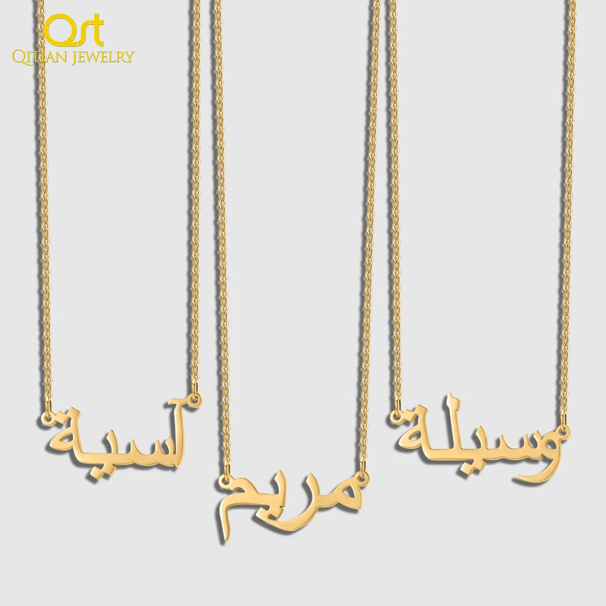 Qitian Custom Arabic Name Necklace Personalized Nameplated Name Necklaces Stainless Steel Arabic Pendants Women Choker Bijoux
Qitian Custom Arabic Name Necklace Personalized Nameplated Name Necklaces Stainless Steel Arabic Pendants Women Choker Bijoux
