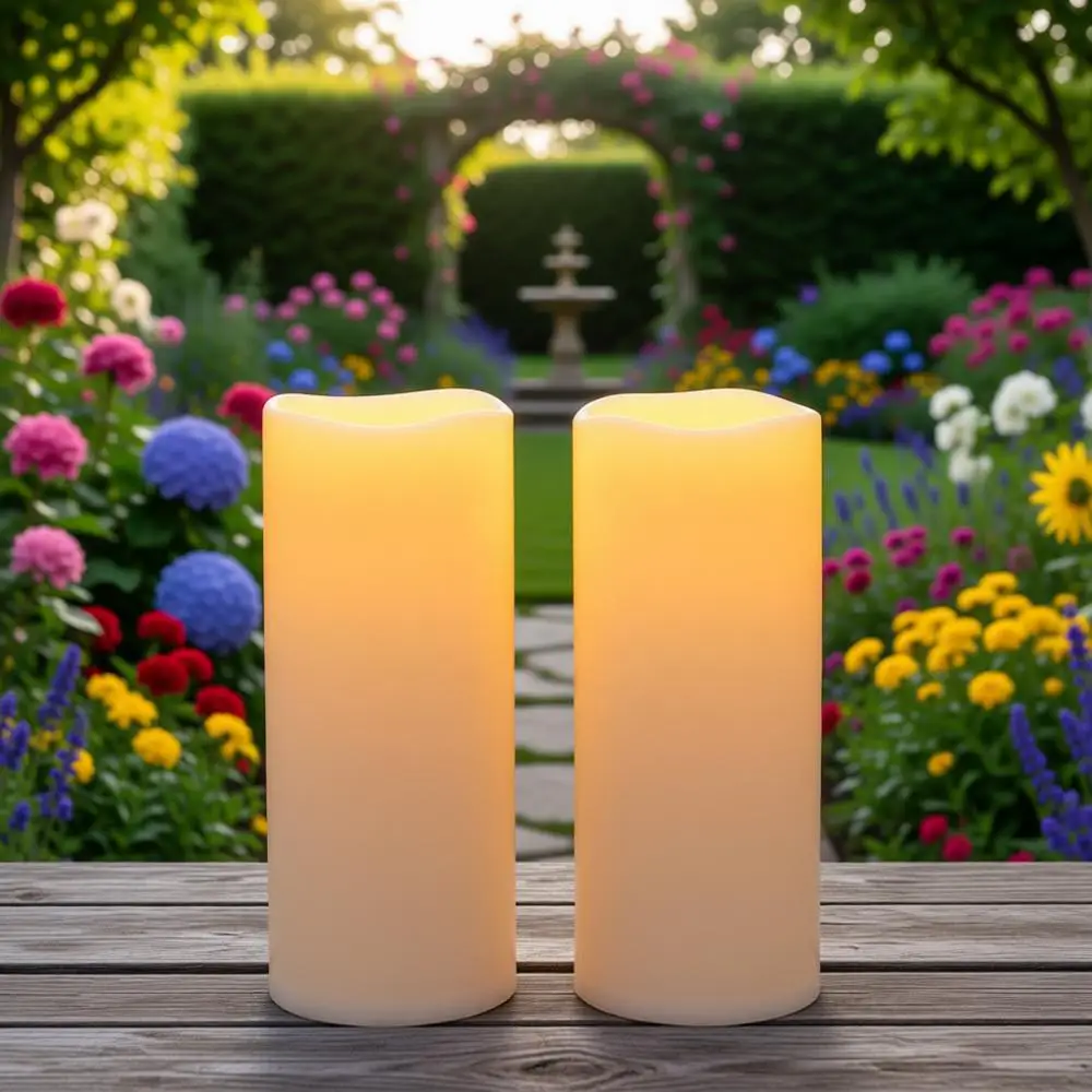 Большие уличные водонепроницаемые перезаряжаемые светодиодные свечи-столбики для декора патио и веранды - Набор из 2 штук, цвет слоновая кость
Большие уличные водонепроницаемые перезаряжаемые светодиодные свечи-столбики для декора патио и веранды - Набор из 2 штук, цвет слоновая кость