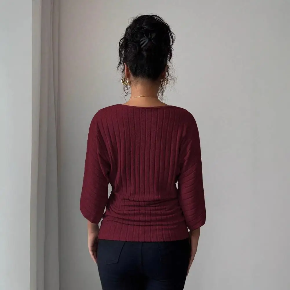 Women Loose Bat Sleeve Tops Women’s V Neck Knitted Slim Fit Tops Vertical Striped Texture Pullover Shirts Pure Color Wear
Women Loose Bat Sleeve Tops Women’s V Neck Knitted Slim Fit Tops Vertical Striped Texture Pullover Shirts Pure Color Wear