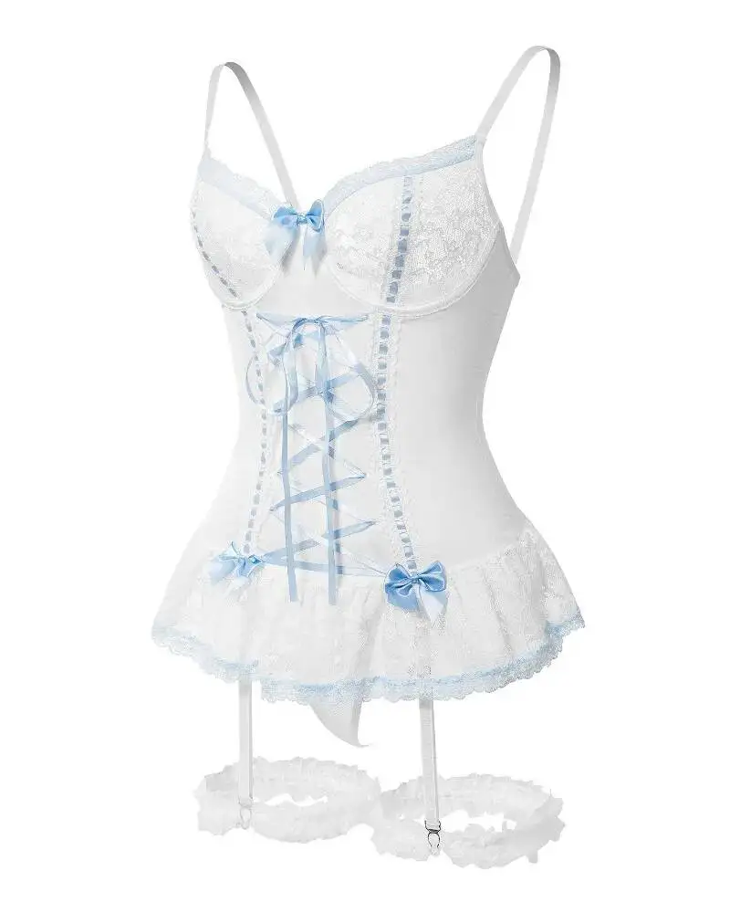 Fancy Lace Bodysuit Lace Up Body Suit Girly Pink Sexy Bow Knot Dames Garters Sexy Perspective Lingerie Jumpsuit New TOPS 1OH4
Fancy Lace Bodysuit Lace Up Body Suit Girly Pink Sexy Bow Knot Dames Garters Sexy Perspective Lingerie Jumpsuit New TOPS 1OH4