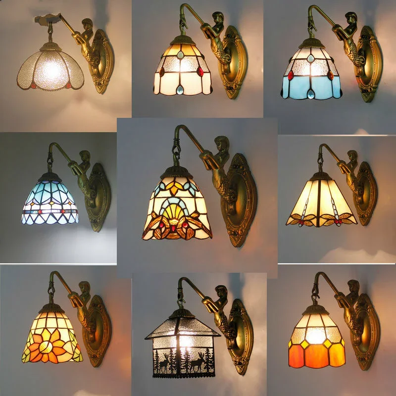 Vintage Wall Lamp Bathroom Mirror Sconces 20 Types Mediterranean Style Colorful Glass Lampshade Ac 90-220v Bracket Light
Vintage Wall Lamp Bathroom Mirror Sconces 20 Types Mediterranean Style Colorful Glass Lampshade Ac 90-220v Bracket Light