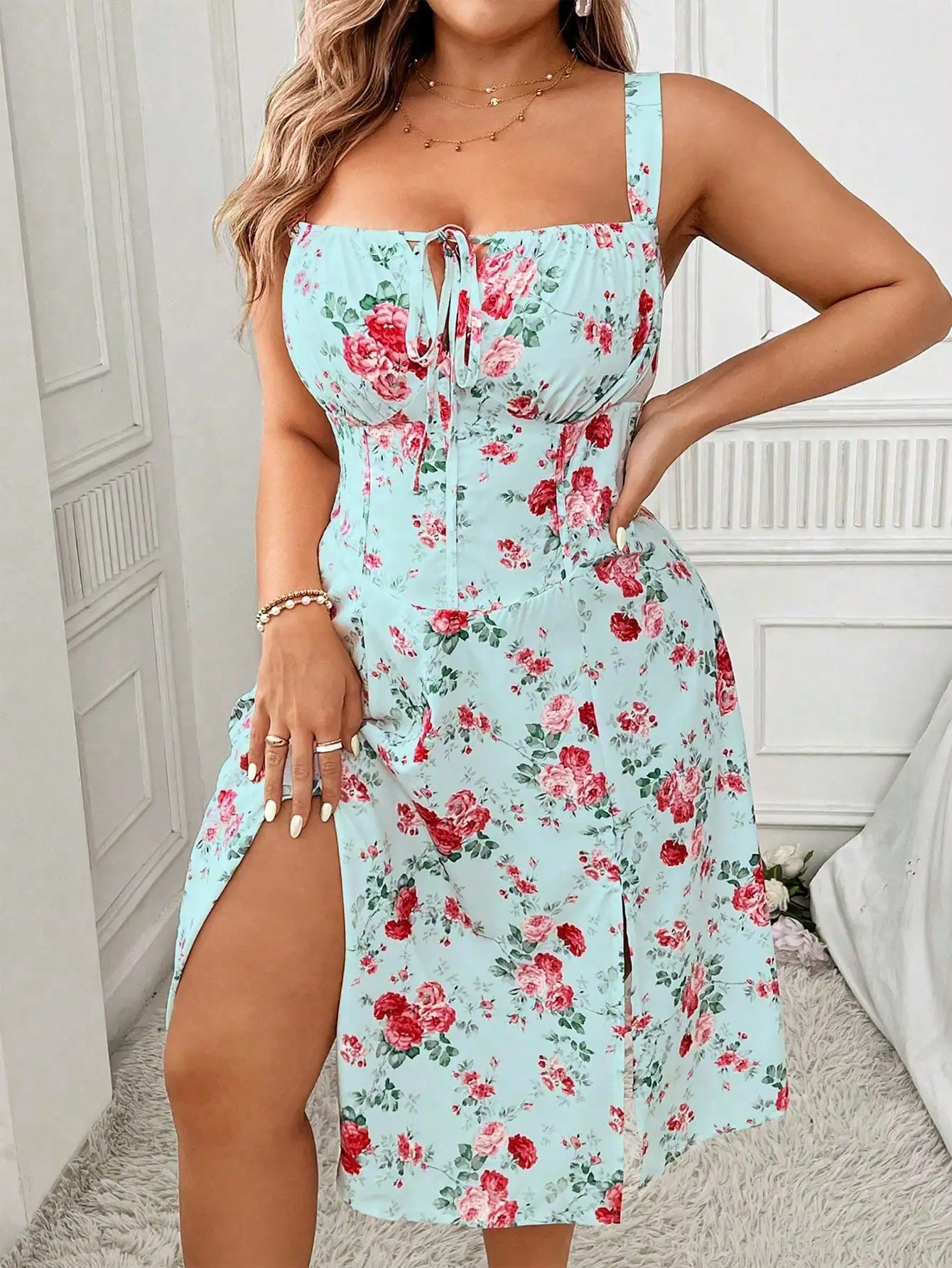 Elegant Floral Print High Slit Dress Summer Sexy Sundress Vacation Dress
Elegant Floral Print High Slit Dress Summer Sexy Sundress Vacation Dress