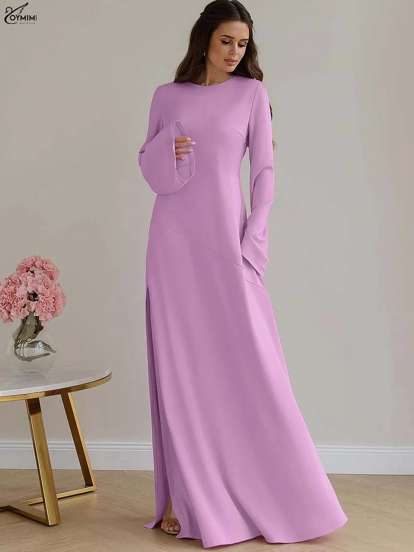 Oymimi Elegant Pink O-Neck Women's Dress Fashion Long Sleeve Lace-Up Open Back Dresses Autumn Side Slit Floor-Length Dresses
Oymimi Elegant Pink O-Neck Women's Dress Fashion Long Sleeve Lace-Up Open Back Dresses Autumn Side Slit Floor-Length Dresses