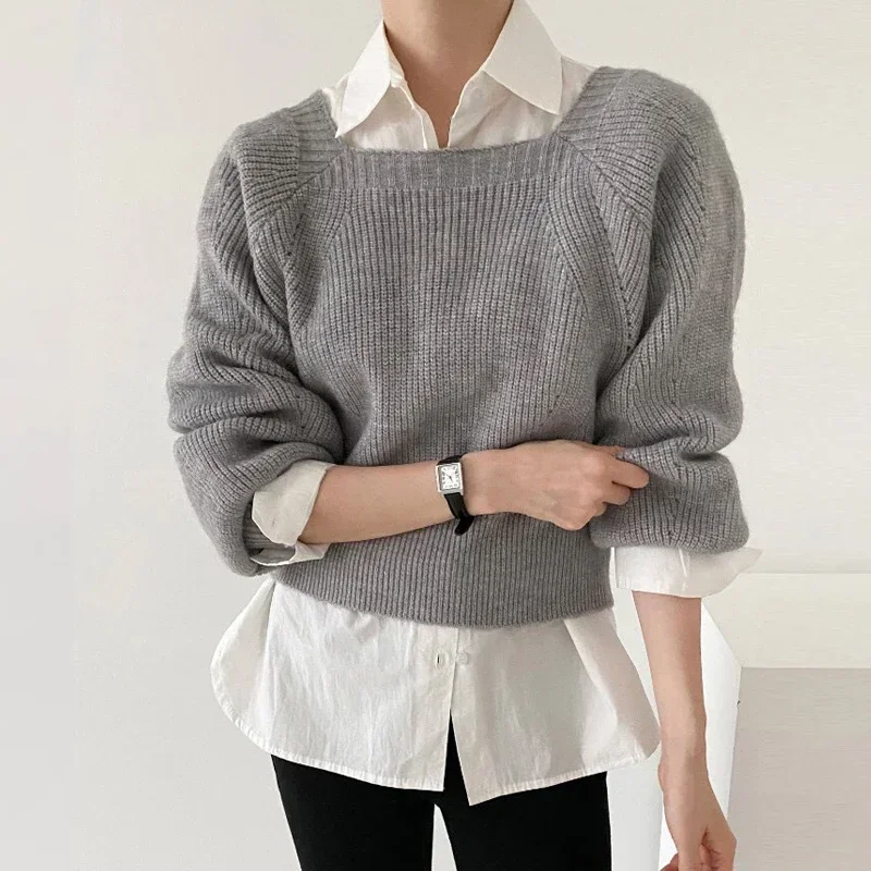 Vintage Long Sleeve Knitted Tops Casual Loose Sweater Autumn Winter Office Women Clothes Fashion Square Collar Pullover 29239
Vintage Long Sleeve Knitted Tops Casual Loose Sweater Autumn Winter Office Women Clothes Fashion Square Collar Pullover 29239