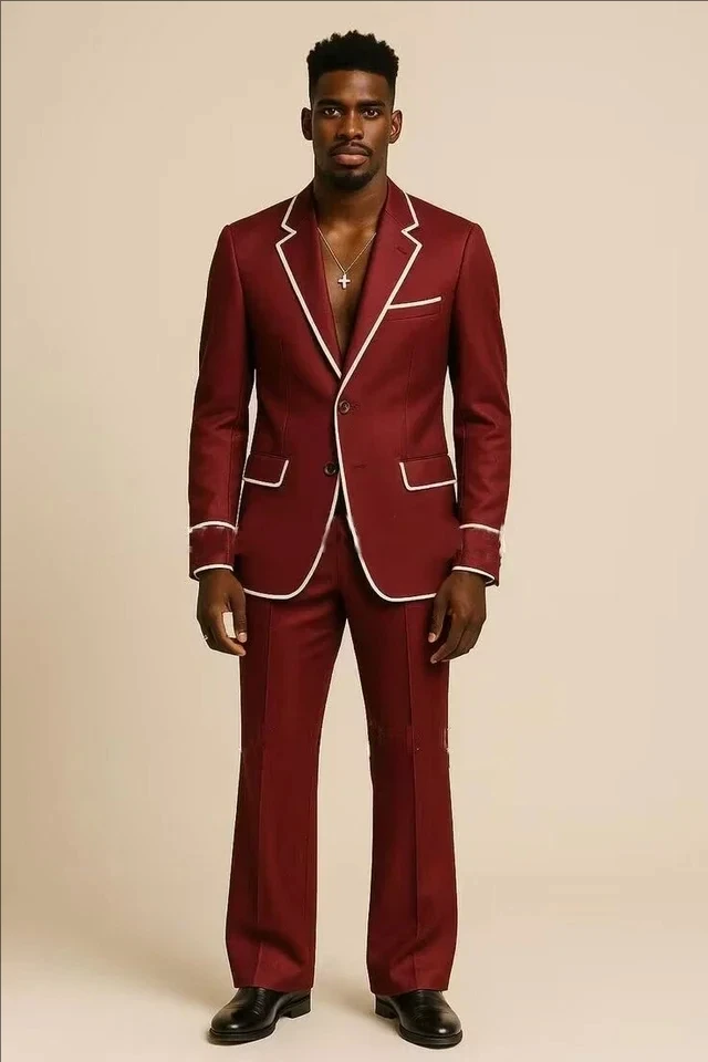 burgundy Shiny Satin Notch Lapel Suit For Men 2 Piece Vintage Single Breasted Wedding Host Evening Party Casual Customized
burgundy Shiny Satin Notch Lapel Suit For Men 2 Piece Vintage Single Breasted Wedding Host Evening Party Casual Customized