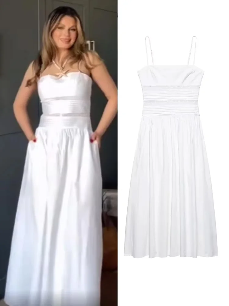 HH 2025 Summer Women Fashion Embroidery Strapless Dress Solid Midi Poplin Dresses Female Pleated Back Zipper Woman Dress
HH 2025 Summer Women Fashion Embroidery Strapless Dress Solid Midi Poplin Dresses Female Pleated Back Zipper Woman Dress
