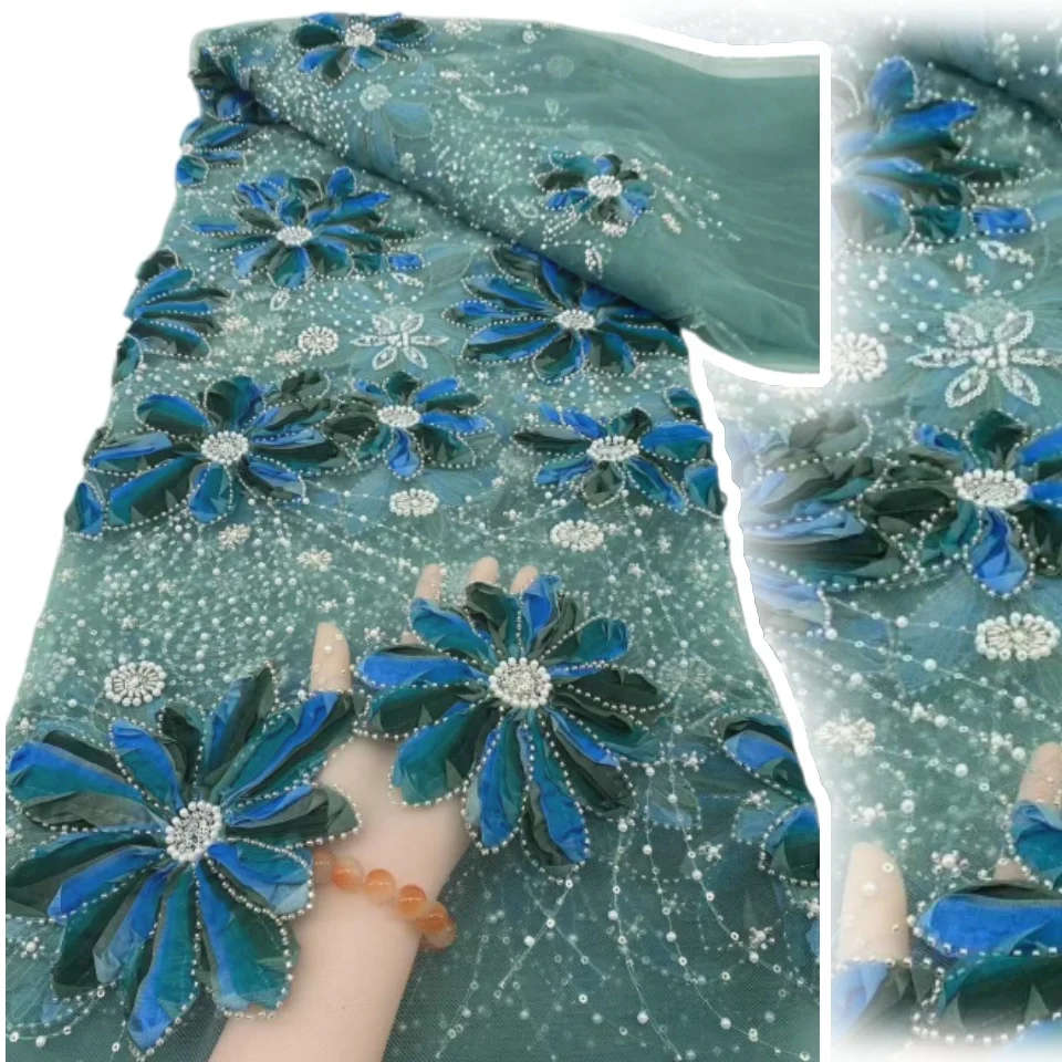 Бирюзово-зеленый африканский 3D вышитый цветок, сетка, бусины, ткань с блестками, нигерийское свадебное платье, вышивка, ткань для одежды SZ1622
Бирюзово-зеленый африканский 3D вышитый цветок, сетка, бусины, ткань с блестками, нигерийское свадебное платье, вышивка, ткань для одежды SZ1622