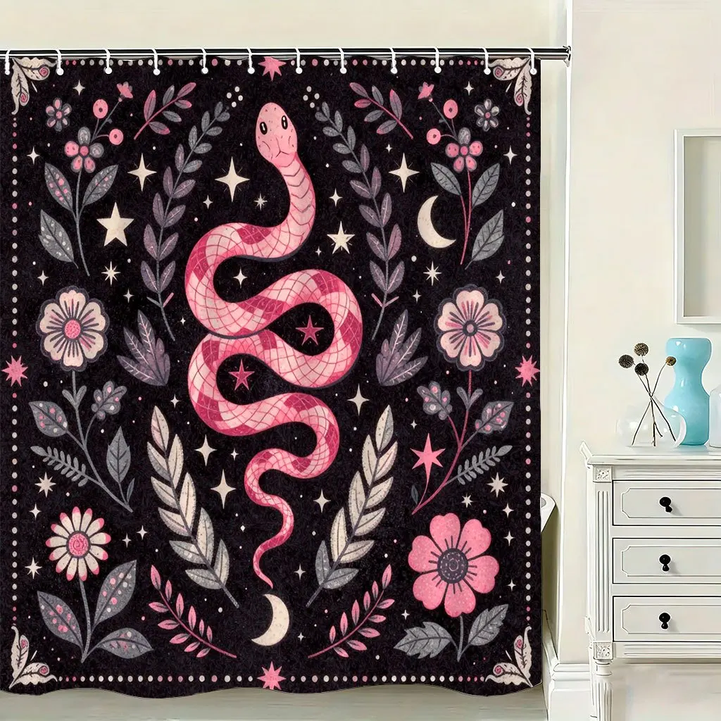 Pink Snake Floral Shower Curtain 2D Digital Print Polyester Bathroom Decor with Hooks 72x72inch
Pink Snake Floral Shower Curtain 2D Digital Print Polyester Bathroom Decor with Hooks 72x72inch