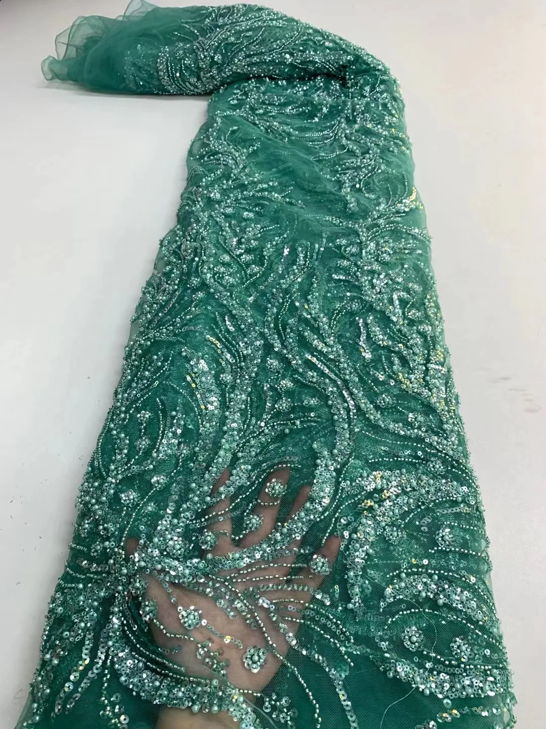 2022 French Green Mesh 5 Yards Fabric Elegant Luxury Sequins Tulle Lace African Handmade Beaded Fabric Wedding Party Dress Sew
2022 French Green Mesh 5 Yards Fabric Elegant Luxury Sequins Tulle Lace African Handmade Beaded Fabric Wedding Party Dress Sew