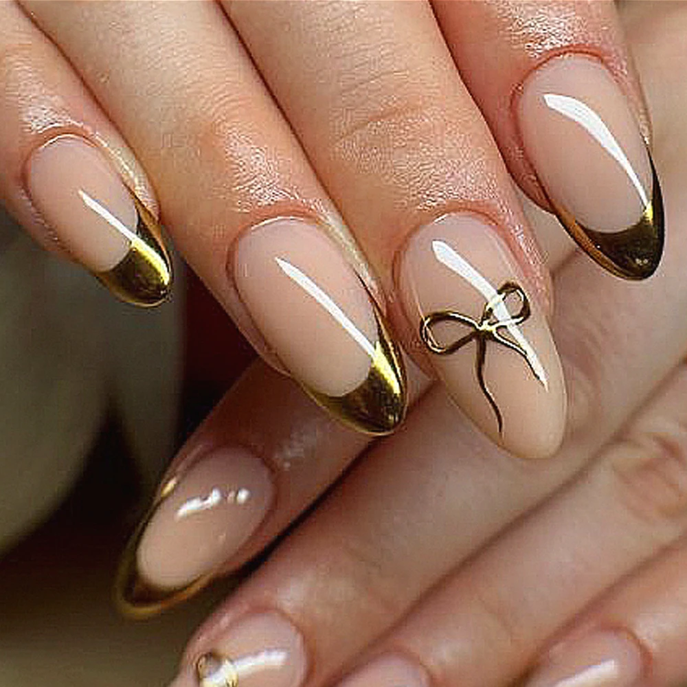 Gold Edge French Bowknot Nail Art Wearable Fashion Simple False Nails Detachable Finished Fake Nails Press on Nails with Glue
Gold Edge French Bowknot Nail Art Wearable Fashion Simple False Nails Detachable Finished Fake Nails Press on Nails with Glue
