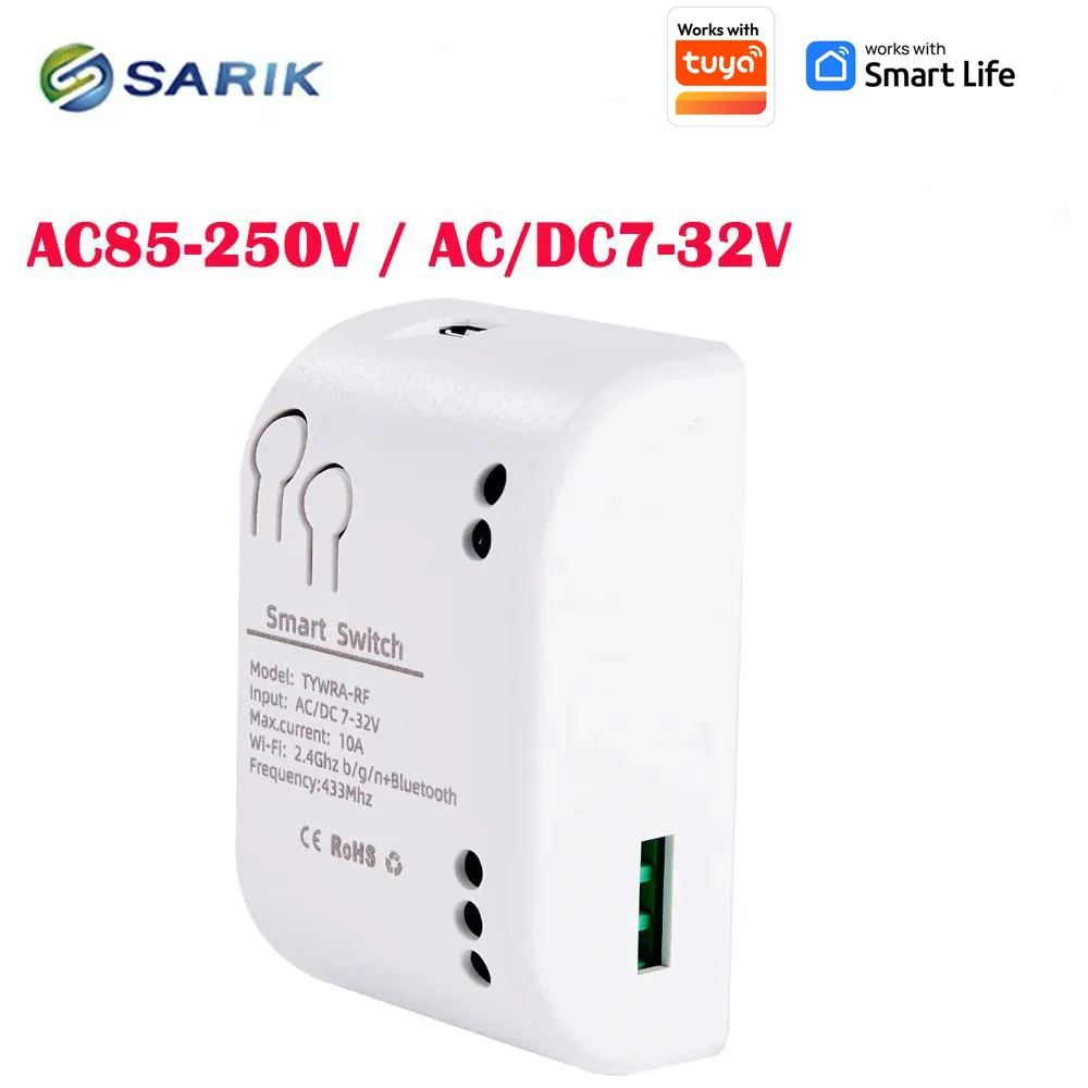 WiFi Works Tuya Smart 1CH Switch 220V 10A Relay Module APP Remote Control 12V 24V 220V 85-250V RF433 Receiver Google Home Alexa
WiFi Works Tuya Smart 1CH Switch 220V 10A Relay Module APP Remote Control 12V 24V 220V 85-250V RF433 Receiver Google Home Alexa