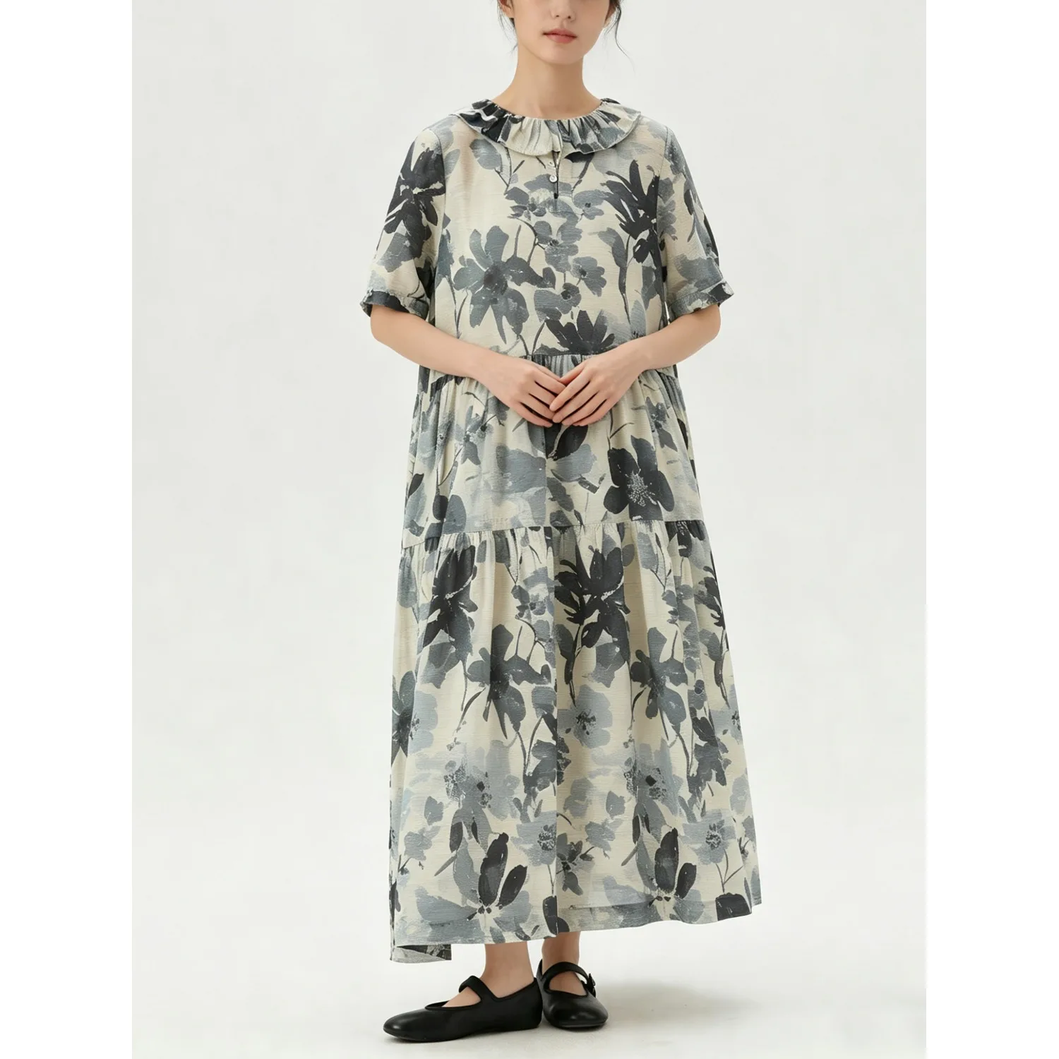 Large Size Summer New Style Dress Draped Color Gradient A-Line Midi Dress Lightweight Flax Fabric Turn-down Collar
Large Size Summer New Style Dress Draped Color Gradient A-Line Midi Dress Lightweight Flax Fabric Turn-down Collar