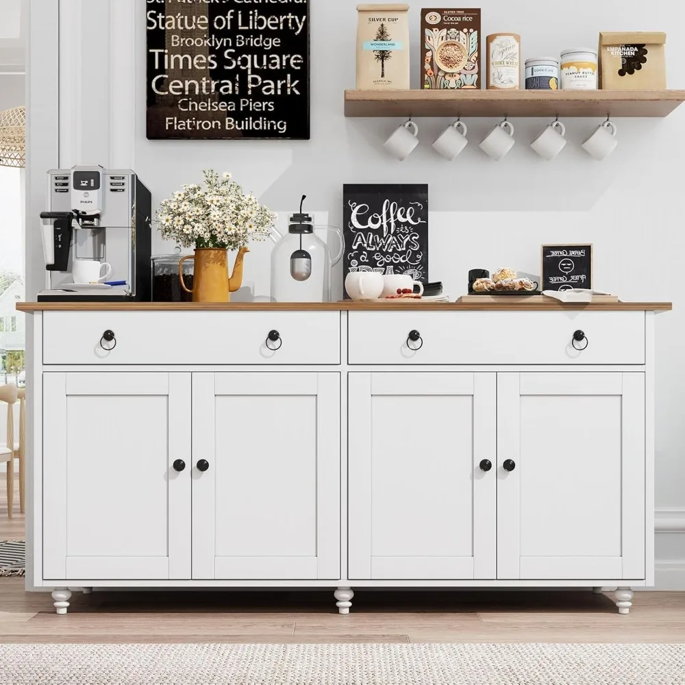 Buffet Cabinet with Storage, 55" Sideboard Buffet Cabinet with 2 Drawers and 4 Doors, Modern Farmhouse Coffee Bar Cabinets, Woo
Buffet Cabinet with Storage, 55" Sideboard Buffet Cabinet with 2 Drawers and 4 Doors, Modern Farmhouse Coffee Bar Cabinets, Woo