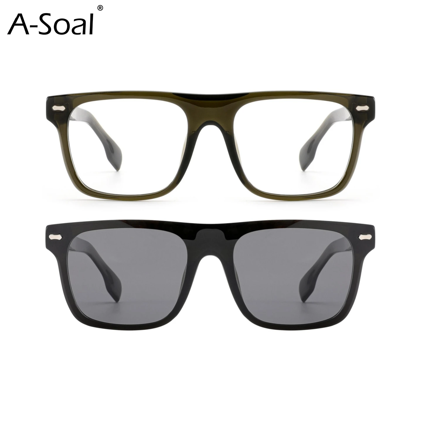A-Soal 4708 Men's Acetate Prescription Eyeglasses with Magnetic Polarized Lens Clip-On Sunglasses Removable Shades for Daily Use
A-Soal 4708 Men's Acetate Prescription Eyeglasses with Magnetic Polarized Lens Clip-On Sunglasses Removable Shades for Daily Use