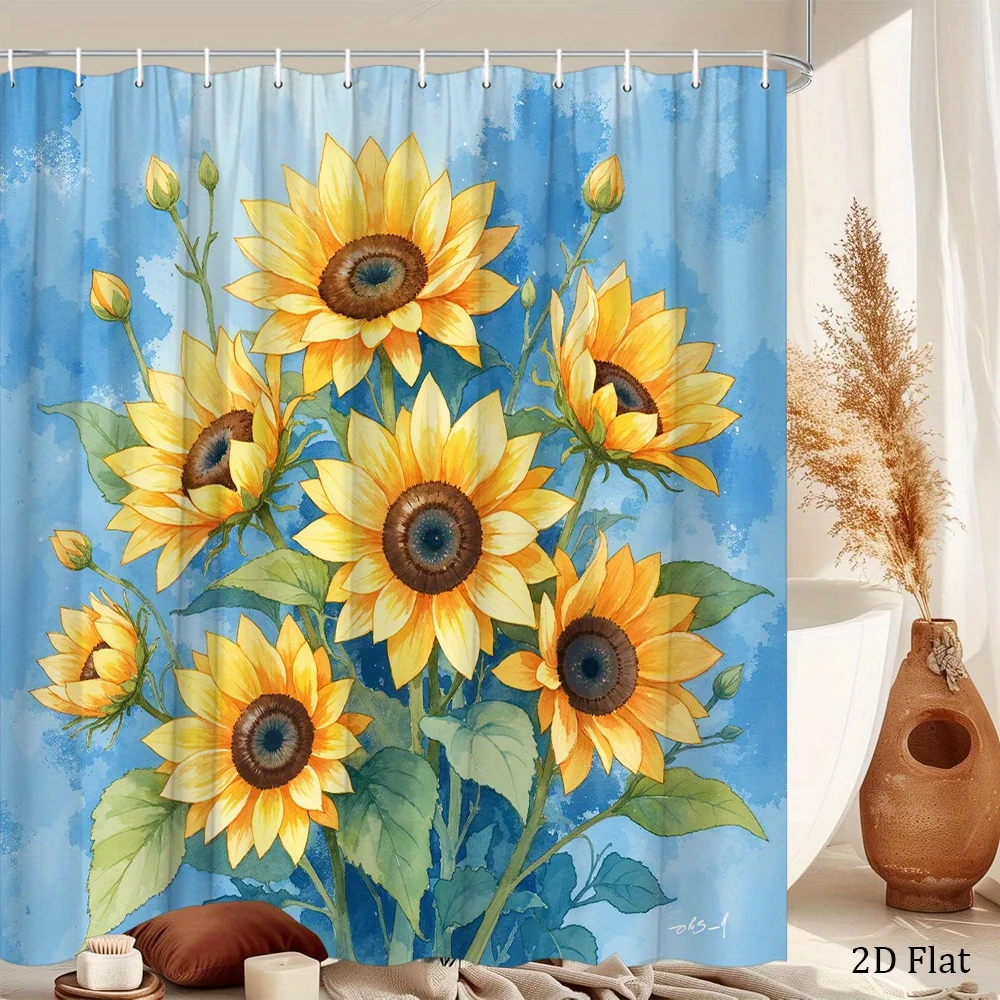 Large Sunflower Floral Print Shower Curtain Waterproof Bathroom Shower Liner 180x200cm Summer Nature Decor
Large Sunflower Floral Print Shower Curtain Waterproof Bathroom Shower Liner 180x200cm Summer Nature Decor