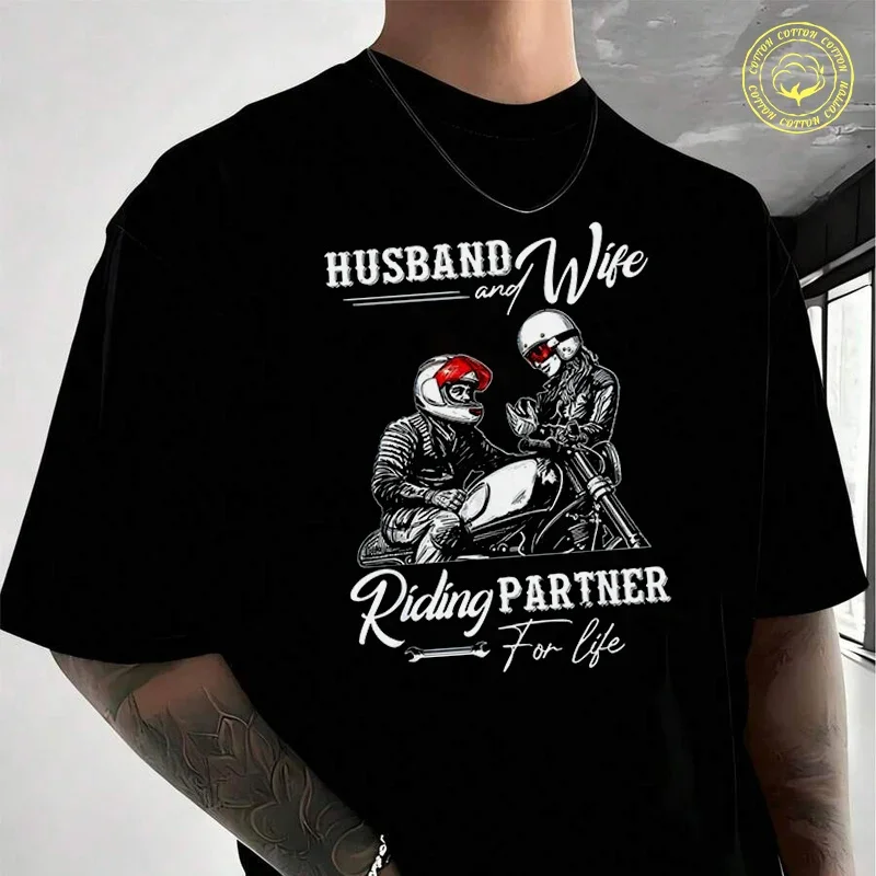 Motorcycle Husband & Wife Riding Partner Design Men's Moto Casual T-Shirt Street Style Suitable For Travel And Sports Tee
Motorcycle Husband & Wife Riding Partner Design Men's Moto Casual T-Shirt Street Style Suitable For Travel And Sports Tee