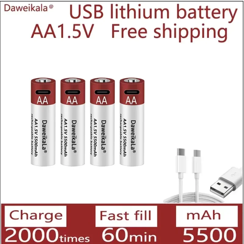New AA USB rechargeable lithium-ion battery 1.5V AA 5500mAh/lithium-ion battery watch toy MP3 player thermometer keyboard
New AA USB rechargeable lithium-ion battery 1.5V AA 5500mAh/lithium-ion battery watch toy MP3 player thermometer keyboard