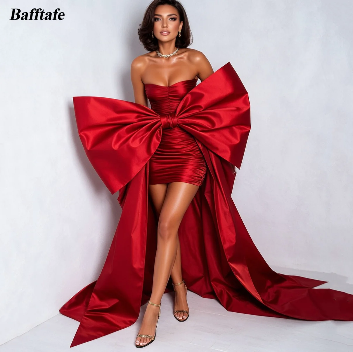 Bafftafe Red Satin Mini Prom Dresses Customized Big Bow Pleats Sheath Women's Formal Party Cocktail Gowns Girl Homecoming Dress
Bafftafe Red Satin Mini Prom Dresses Customized Big Bow Pleats Sheath Women's Formal Party Cocktail Gowns Girl Homecoming Dress