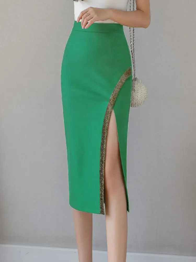 Корейская версия, весна-лето, женская лоскутная юбка-миди с высокой талией, уличная одежда, популярная сексуальная модная юбка большого размера с запахом на бедрах и разрезом
Корейская версия, весна-лето, женская лоскутная юбка-миди с высокой талией, уличная одежда, популярная сексуальная модная юбка большого размера с запахом на бедрах и разрезом