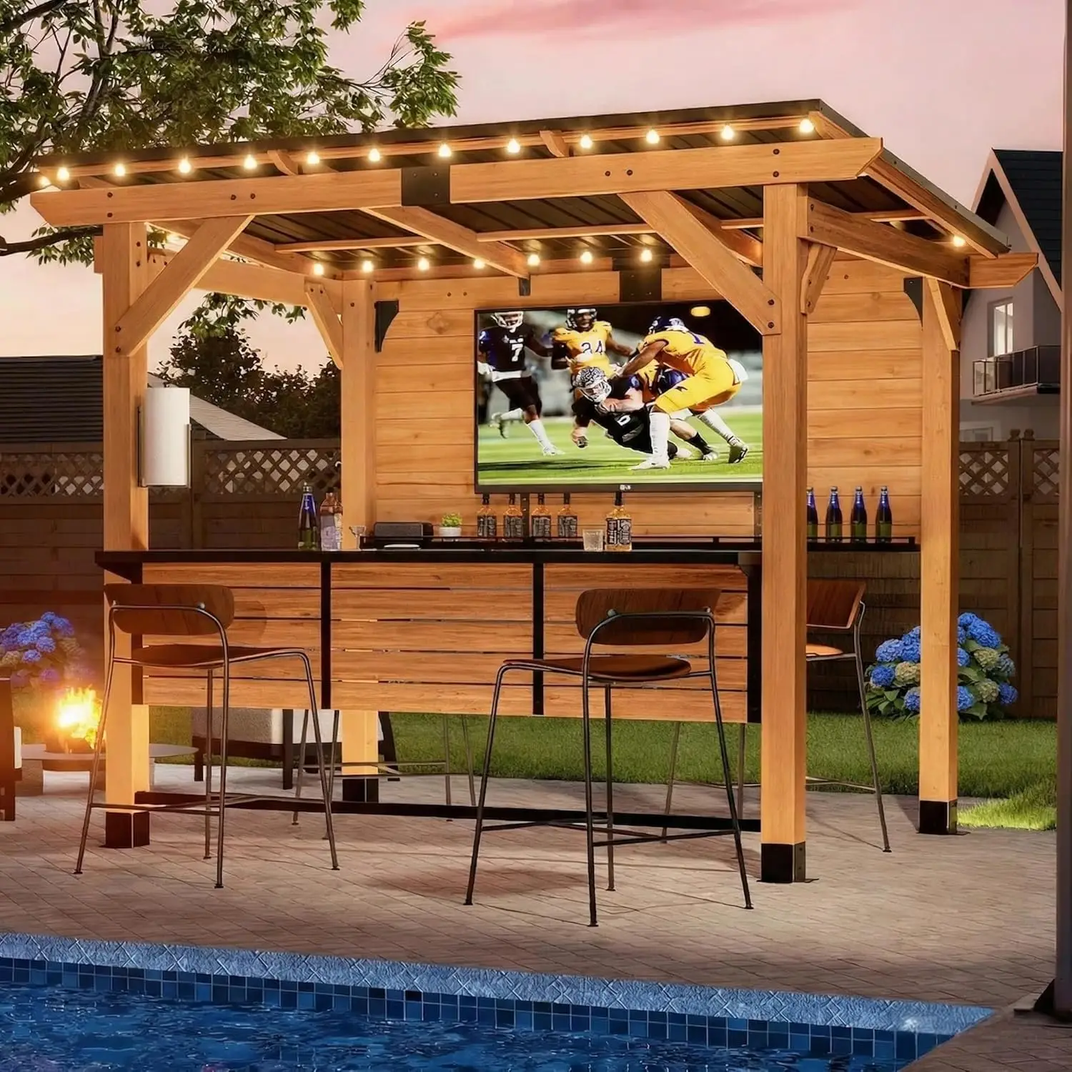 6x8 FT Cedar Wood Entertainment Bar Center - Modern Outdoor Bar Gazebo with Galvanized Steel Roof,Spacious Backyard Hub, Custom
6x8 FT Cedar Wood Entertainment Bar Center - Modern Outdoor Bar Gazebo with Galvanized Steel Roof,Spacious Backyard Hub, Custom