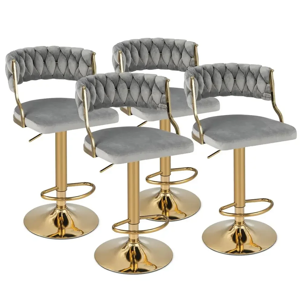 Velvet Adjustable Bar Stools Set of 2, Max Load 400 Lbs, Modern Upholstered Swivel Barstools with Woven Back, Footrests, Adjust
Velvet Adjustable Bar Stools Set of 2, Max Load 400 Lbs, Modern Upholstered Swivel Barstools with Woven Back, Footrests, Adjust