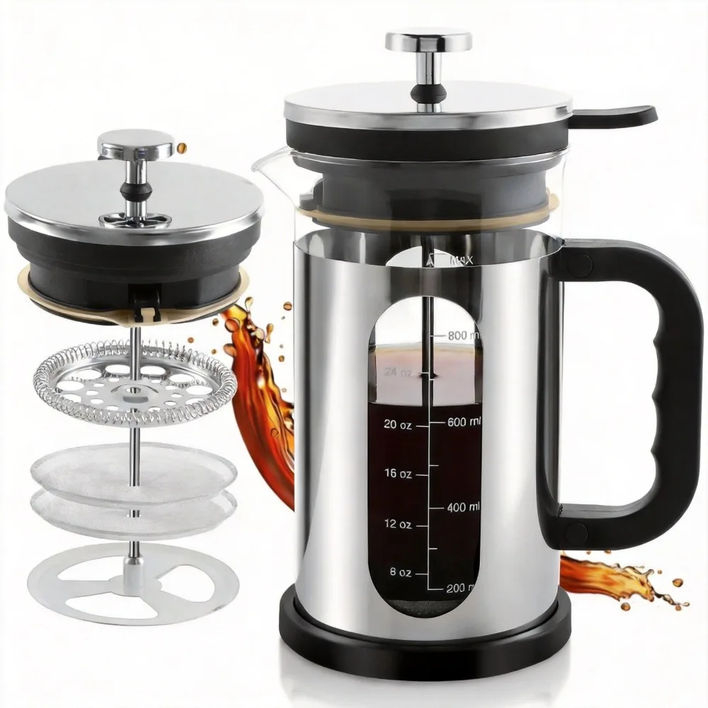 French Press Coffee Maker 1000ml Borosilicate Glass Coffee Press Reusable Filter Heat Resistant Manual Coffee Maker
French Press Coffee Maker 1000ml Borosilicate Glass Coffee Press Reusable Filter Heat Resistant Manual Coffee Maker
