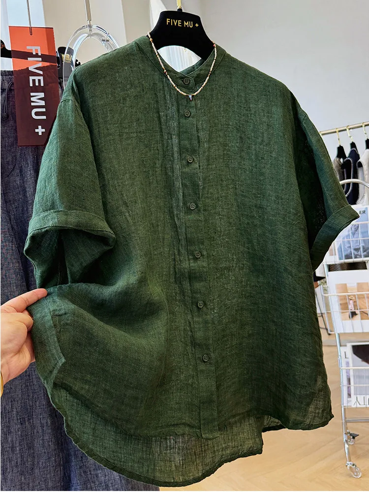 Loose Fit Short Sleeve Women's Shirt Summer Thin Casual Green Color Comfortable Breathable Polyester Fiber round Neck Button up
Loose Fit Short Sleeve Women's Shirt Summer Thin Casual Green Color Comfortable Breathable Polyester Fiber round Neck Button up