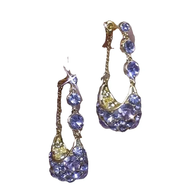 Light luxury super flash purple full diamond basket earrings femininity senior earrings silver needle earrings
Light luxury super flash purple full diamond basket earrings femininity senior earrings silver needle earrings