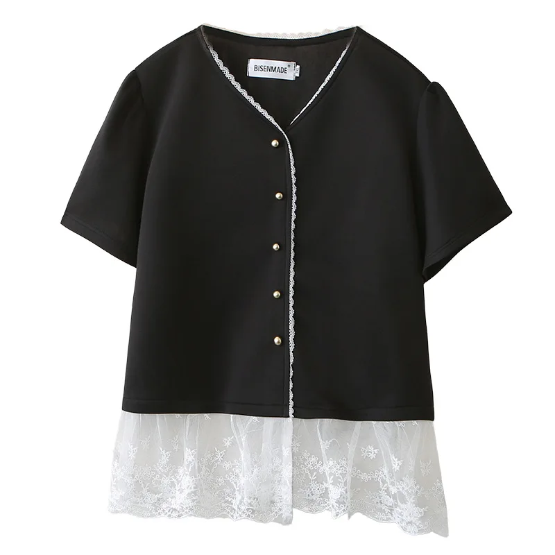 2026 Summer Plus Size Air Cotton Shirt Women Short Sleeve Lace Hem Spliced Open Cardigan Casual Loose Blouse For Curvy Ladies
2026 Summer Plus Size Air Cotton Shirt Women Short Sleeve Lace Hem Spliced Open Cardigan Casual Loose Blouse For Curvy Ladies