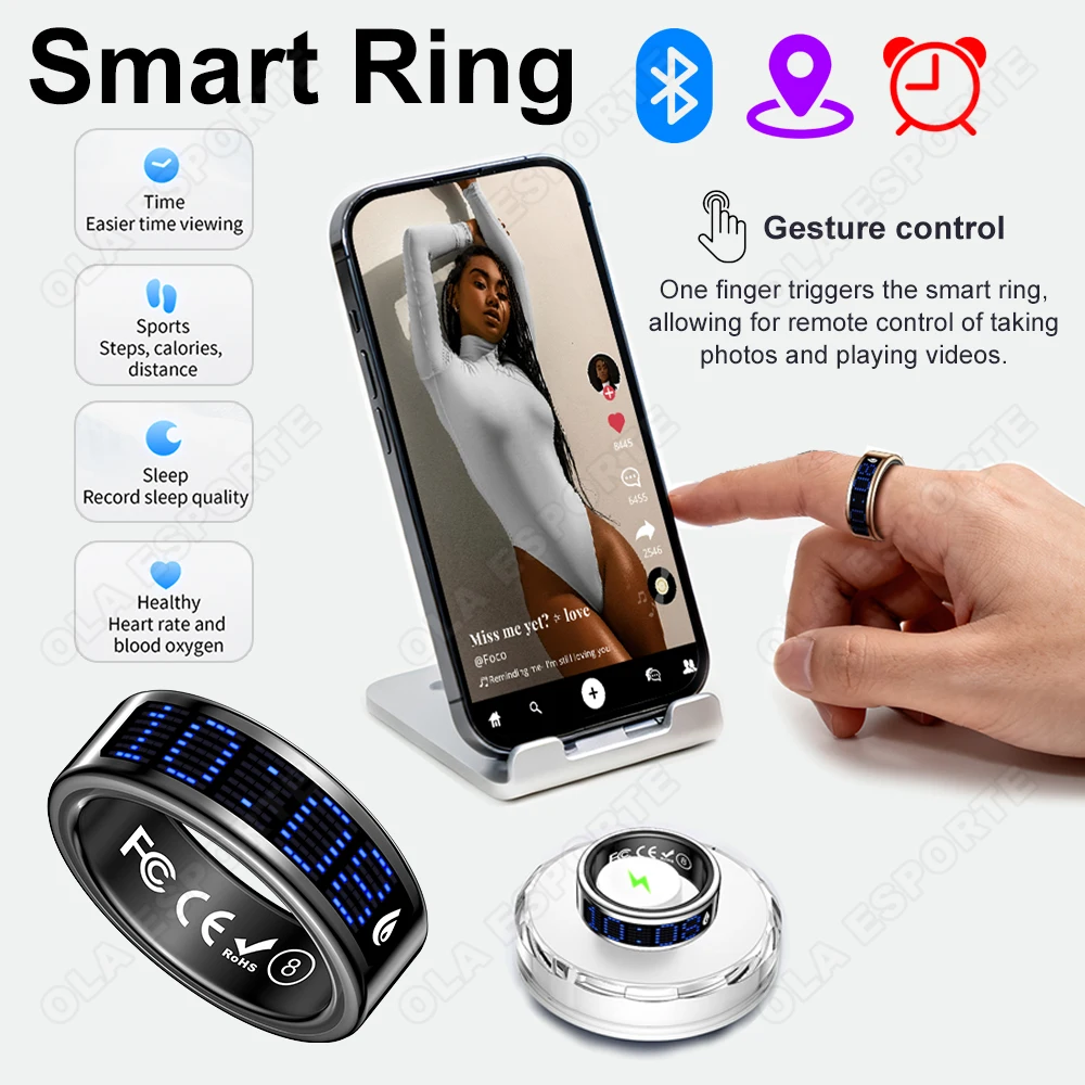 Умное кольцо с экраном дисплея, подключение Bluetooth, мониторинг сердечного ритма сна, фитнес-кольца, несколько спортивных режимов, шагомер
Умное кольцо с экраном дисплея, подключение Bluetooth, мониторинг сердечного ритма сна, фитнес-кольца, несколько спортивных режимов, шагомер