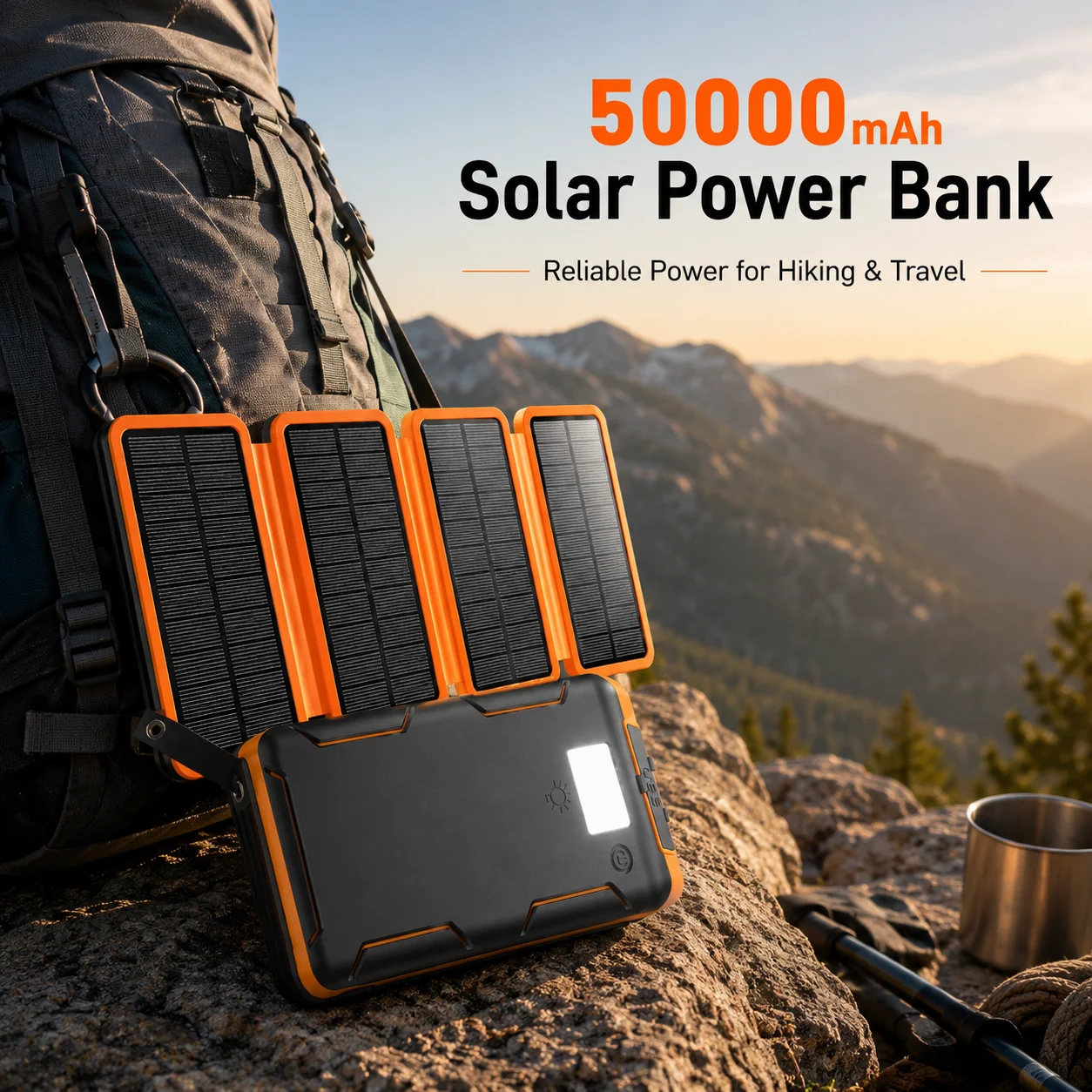 Mew 5V 50000mAh Solar Power Bank with Foldable Solar Panels and LED Flashlight for Camping, Hiking, Travel and Emergency Use
Mew 5V 50000mAh Solar Power Bank with Foldable Solar Panels and LED Flashlight for Camping, Hiking, Travel and Emergency Use