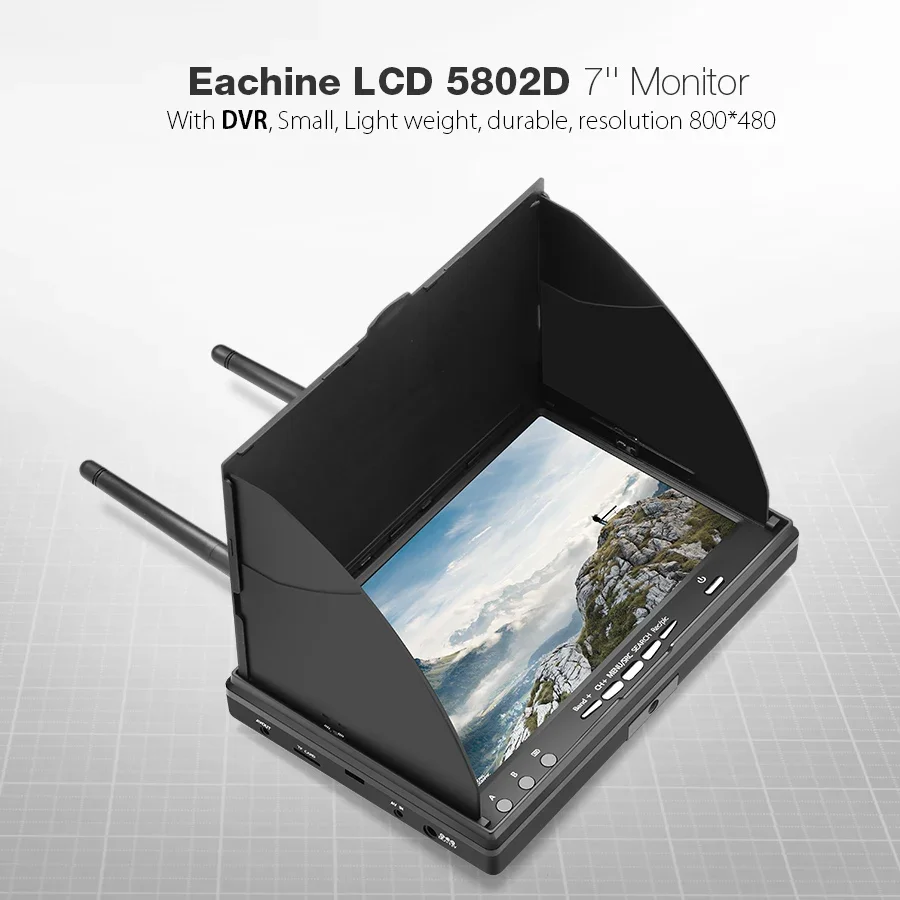 FPV Monitor 5802D 7 Inch 600cd/m2 With DVR Recording 5.8G 40CH 7 Inch Dual Receiver HD Recording Screen For FPV Drone Racing
FPV Monitor 5802D 7 Inch 600cd/m2 With DVR Recording 5.8G 40CH 7 Inch Dual Receiver HD Recording Screen For FPV Drone Racing