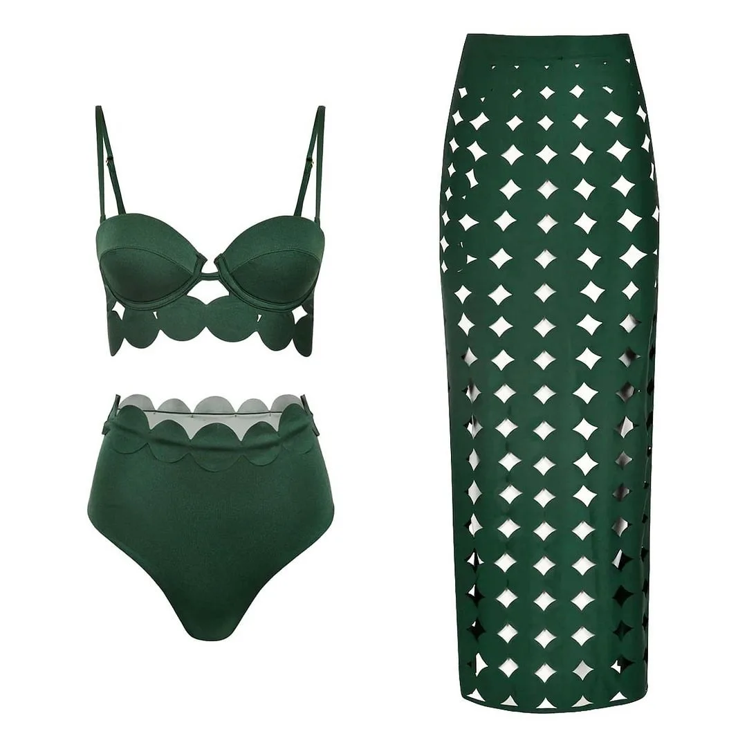 3 Pieces Bikinis Swimsuit Push Up Hollow Out Swimwear Women Bathing Suit Retro Swimsuit Dress Vintage Beachwear Swimming Skirt
3 Pieces Bikinis Swimsuit Push Up Hollow Out Swimwear Women Bathing Suit Retro Swimsuit Dress Vintage Beachwear Swimming Skirt