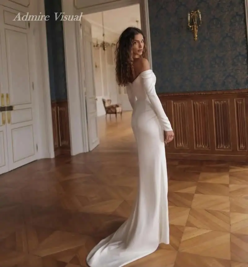 Admire Visual Customized Mermaid Wedding Dress Boat Neck Long Sleeves Off The Shoulder With Split Trumpet Bride Gown
Admire Visual Customized Mermaid Wedding Dress Boat Neck Long Sleeves Off The Shoulder With Split Trumpet Bride Gown
