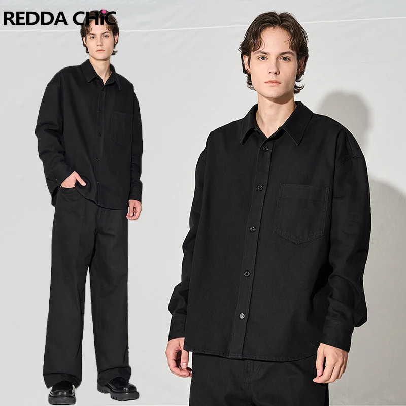 Винтажная черная повседневная мужская джинсовая рубашка ReddaChic с длинными рукавами, куртка с карманами, свободная однотонная блузка, топ, осенняя верхняя одежда с изображением статуи
Винтажная черная повседневная мужская джинсовая рубашка ReddaChic с длинными рукавами, куртка с карманами, свободная однотонная блузка, топ, осенняя верхняя одежда с изображением статуи