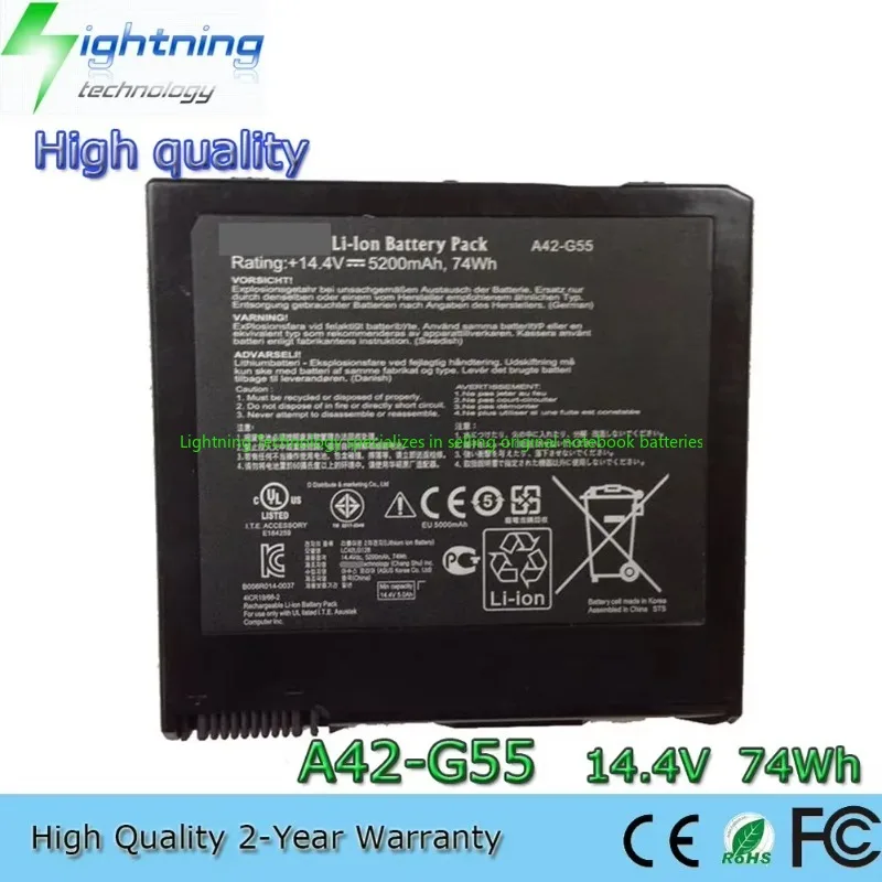 2025 Year Compatible Generic A42-G55 14.4V 74Wh Notebook Battery for ASUS G55 G55V G55VM G55VW ROG-G55VW G55VM-DH71 G55VM-DS71
2025 Year Compatible Generic A42-G55 14.4V 74Wh Notebook Battery for ASUS G55 G55V G55VM G55VW ROG-G55VW G55VM-DH71 G55VM-DS71