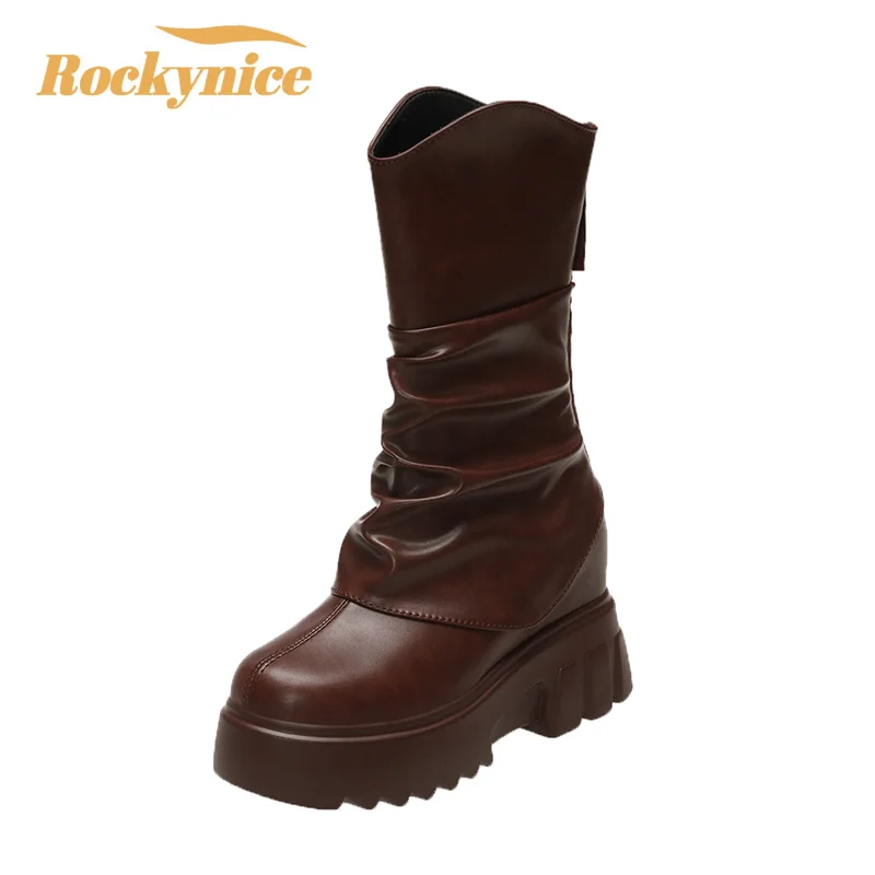 Autumn High Platform Leather Mid-calf Boots 9CM Wedge Heels Ankle Boots Women New Winter Motorcycle Boots Chunky Sneakers Woman
Autumn High Platform Leather Mid-calf Boots 9CM Wedge Heels Ankle Boots Women New Winter Motorcycle Boots Chunky Sneakers Woman