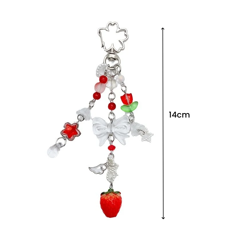 Pink Peach Red Strawberry Tulip Star Heart Pendant Keychain Handmade Beaded Transparent Bow Bag Charm Jewelry Gifts for Women
Pink Peach Red Strawberry Tulip Star Heart Pendant Keychain Handmade Beaded Transparent Bow Bag Charm Jewelry Gifts for Women