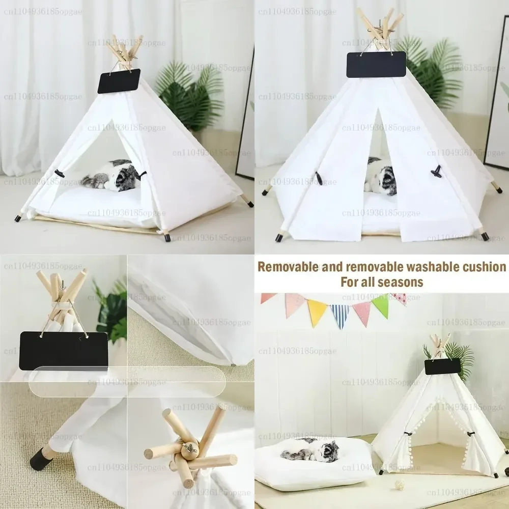 Pet Teepee With Double-Sided Thick Cushion For Pets Up To 33lbs, Portable Cat Tent With Non-Slip Feet And Blackboard,
Pet Teepee With Double-Sided Thick Cushion For Pets Up To 33lbs, Portable Cat Tent With Non-Slip Feet And Blackboard,