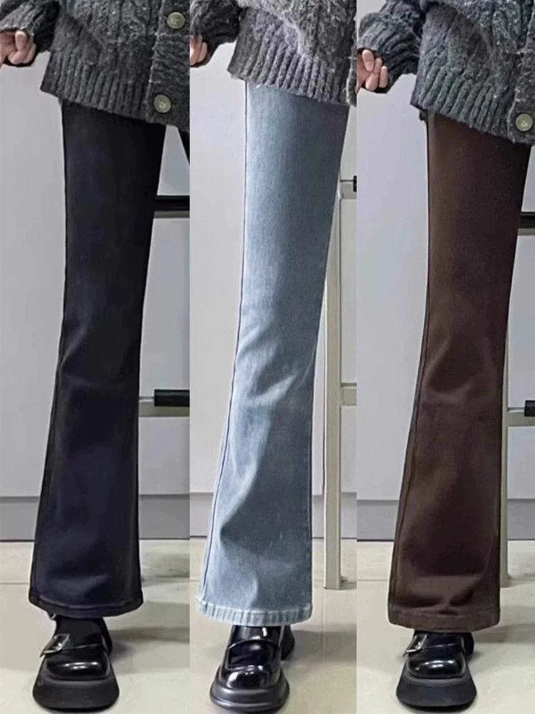 Ретро-джинсы-клеш с высокой талией в американском стиле, женские, стрейч, утягивающие, длинные брюки, осень-зима, большие размеры, эластичные
Ретро-джинсы-клеш с высокой талией в американском стиле, женские, стрейч, утягивающие, длинные брюки, осень-зима, большие размеры, эластичные