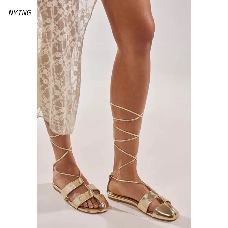 2026 Bohemian Gold Lace-Up Flat Sandals for Women - Closed Toe Roman Gladiator Sandals Summer Casual Beach Shoes
2026 Bohemian Gold Lace-Up Flat Sandals for Women - Closed Toe Roman Gladiator Sandals Summer Casual Beach Shoes