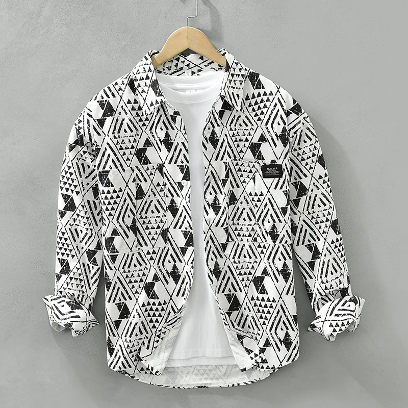 6798 Japan Style Fashion Print Men's Long Sleeve Shirt Retro Literary Patchwork Casual Loose All-match Contrast Color Youth Tops
6798 Japan Style Fashion Print Men's Long Sleeve Shirt Retro Literary Patchwork Casual Loose All-match Contrast Color Youth Tops