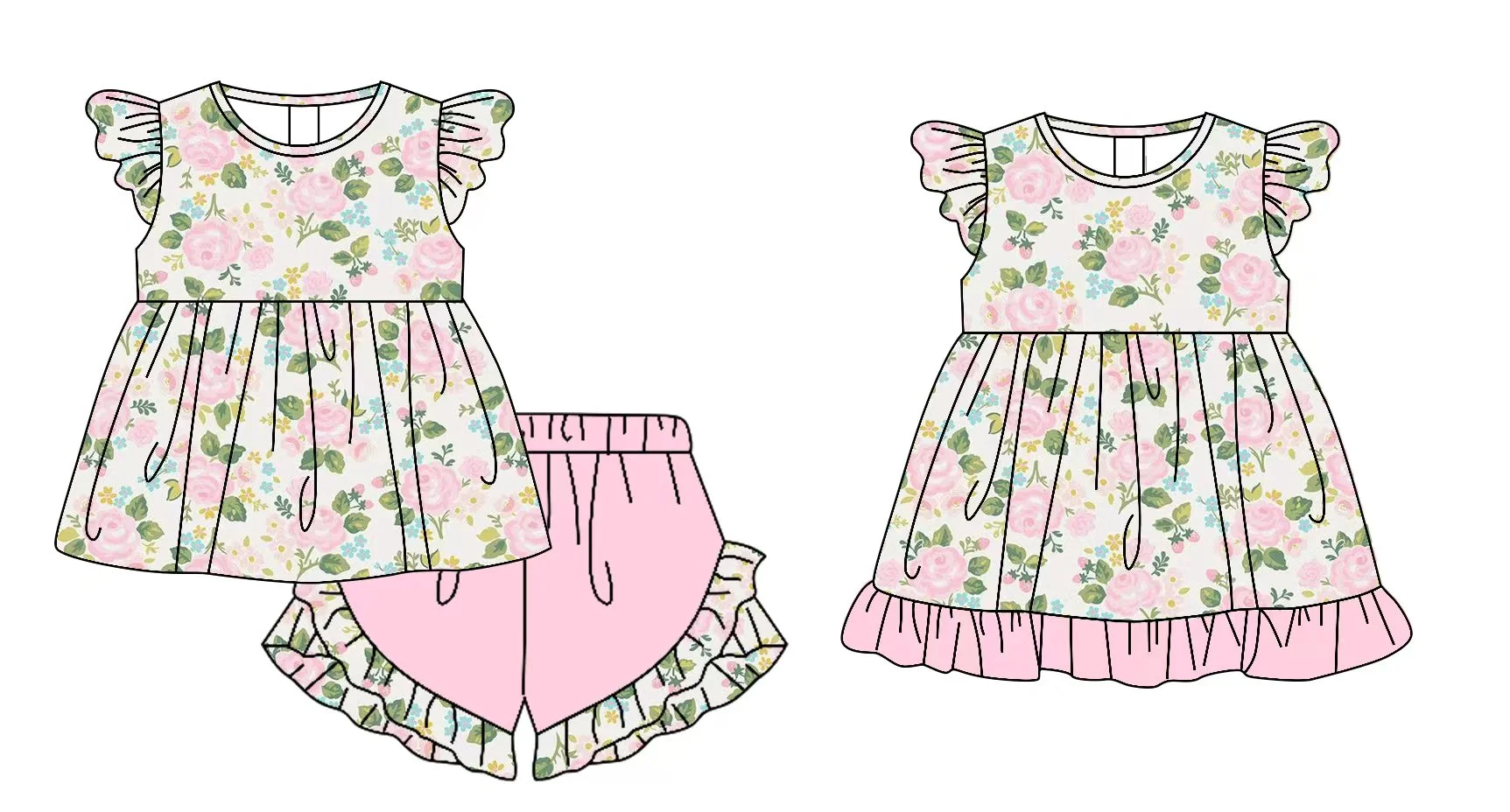 Наряд для девочек, платье с оборками и шорты с рюшами, одинаковое платье с цветочным принтом, комплект для малышей из молочной шелковой ткани
Наряд для девочек, платье с оборками и шорты с рюшами, одинаковое платье с цветочным принтом, комплект для малышей из молочной шелковой ткани