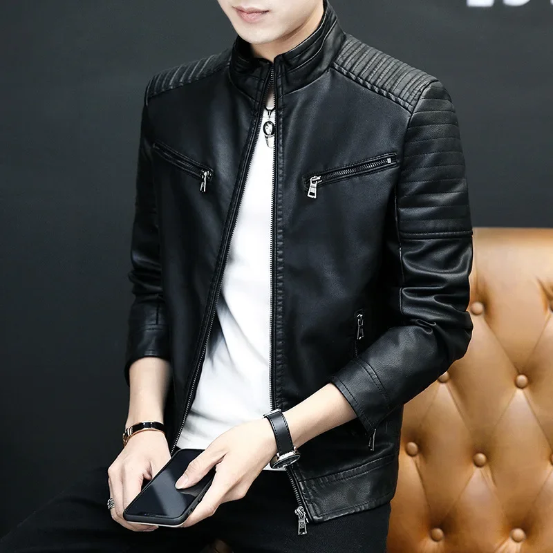 Spring Stand Collar Casual Jacket Autumn Men's New Korean Version Leather Coat Slim Fit Trend Handsome Youth PU Leather Jacket
Spring Stand Collar Casual Jacket Autumn Men's New Korean Version Leather Coat Slim Fit Trend Handsome Youth PU Leather Jacket
