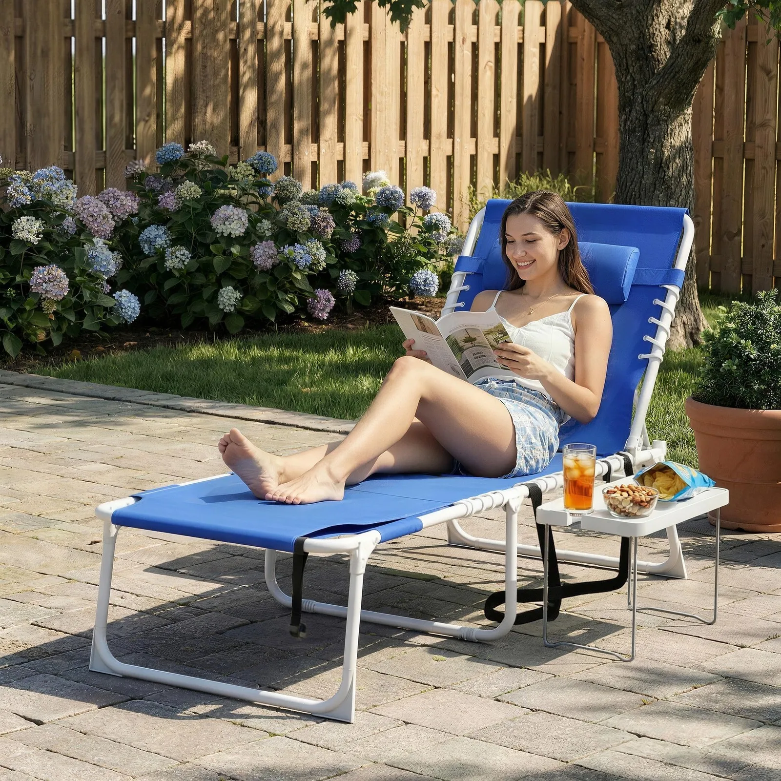 Tanning Chair with Face Hole and Side Table, Navy Blue
Tanning Chair with Face Hole and Side Table, Navy Blue