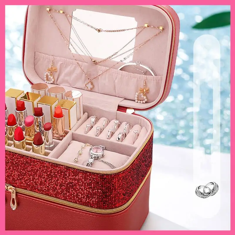 ABNM Jewelry Organizer Jewelry Box High Capacity Jewelry Casket Makeup Storage Makeup Organizer Leather Beauty Travel Box
ABNM Jewelry Organizer Jewelry Box High Capacity Jewelry Casket Makeup Storage Makeup Organizer Leather Beauty Travel Box