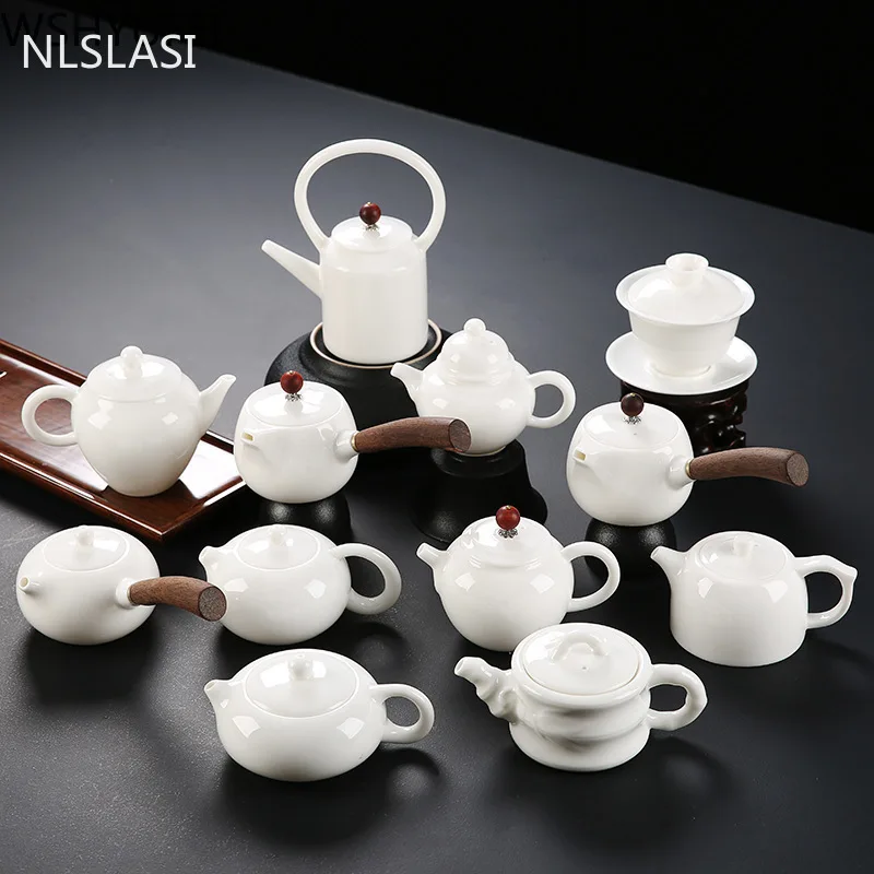NLSLASI Handmade quality white porcelain teapot ivory white wooden handle teapot tea set Chinese tea room etiquette tool teapot
NLSLASI Handmade quality white porcelain teapot ivory white wooden handle teapot tea set Chinese tea room etiquette tool teapot